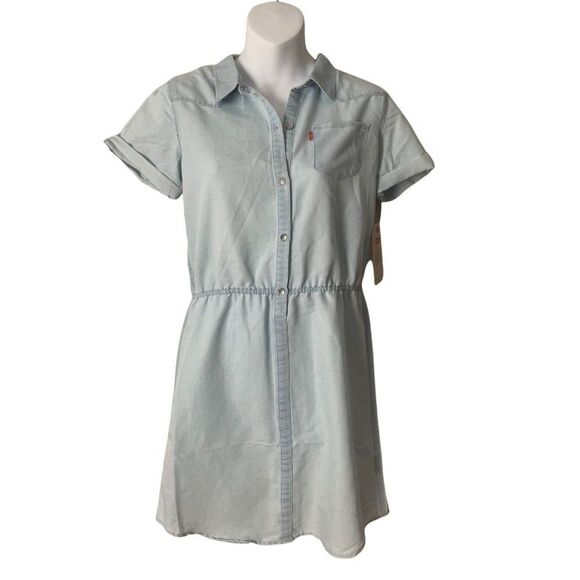Levis Girls Button Down Denim Shirt Dress Light XL - Picture 1 of 6